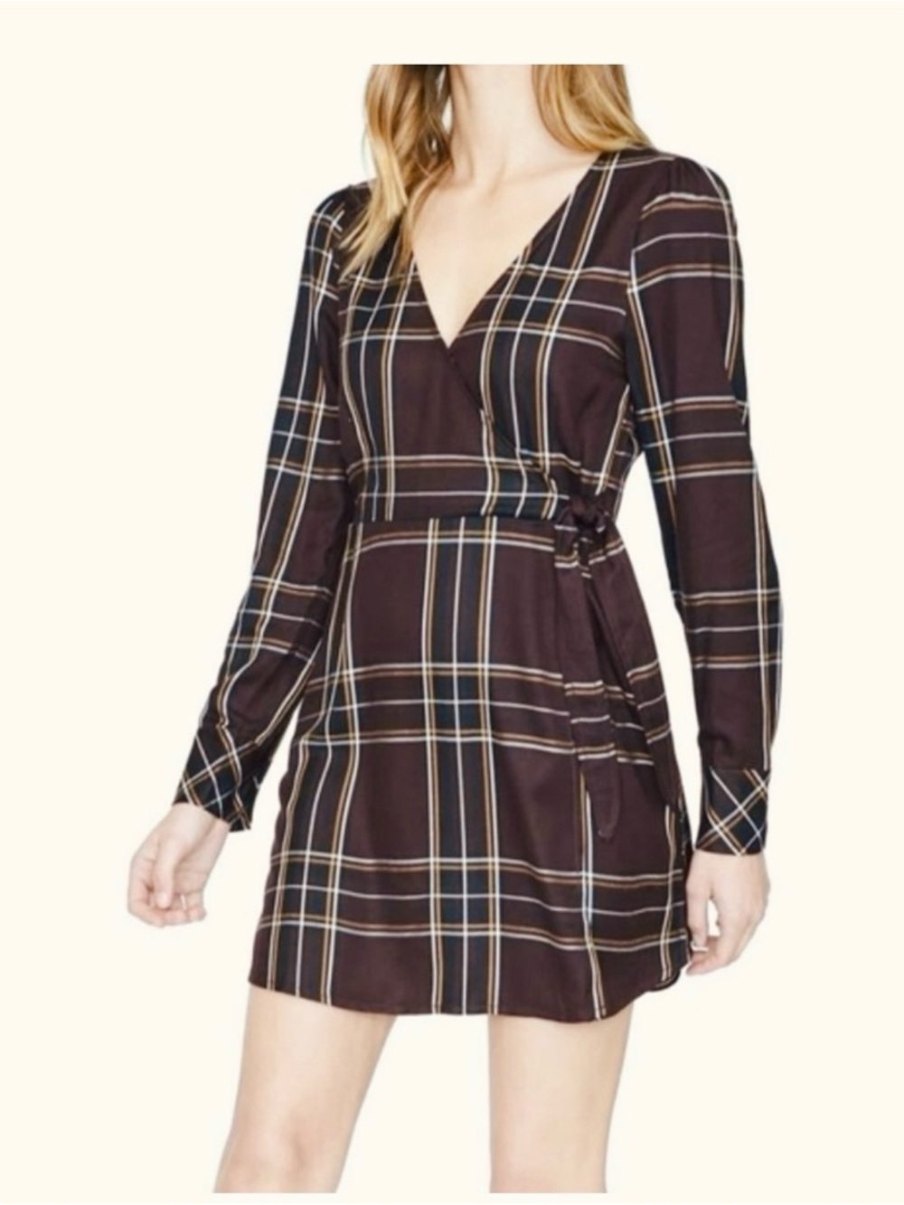 Sanctuary Plaid Wrap Dress - Rich Brown